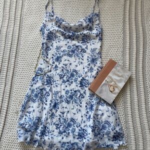 Floral Blue and White Dress